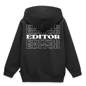 Editeur, Correcteur, Réviseur, Réviseur, Rédacteur - Sweat Premium à capuche enfant bio - noir - Dos - AI Model Kid Male (0cm)