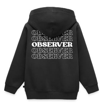 Observateur Observateur Spectateur Spectateur - Sweat Premium à capuche enfant bio - noir - Dos - AI Model Kid Male (0cm)