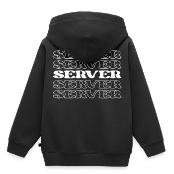 Serveur Serveur Serveuse Serveur de nourriture Service alimentaire - Sweat Premium à capuche enfant bio - noir - Dos - AI Model Kid Male (0cm)