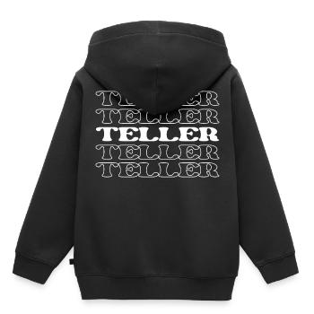 Caissier de banque Caissier Banquier Manutentionnaire d’argent - Sweat Premium à capuche enfant bio - noir - Dos - AI Model Kid Male (0cm)
