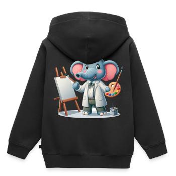 Cute Elephant Artist - Kinder Premium Organic Hoodie - Schwarz - Hinten - AI Model Kid Male (0cm)