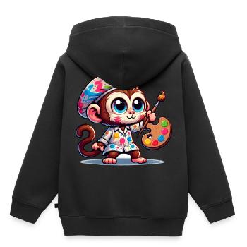 Cute Monkey Artist - Kinder Premium Organic Hoodie - Schwarz - Hinten - AI Model Kid Male (0cm)