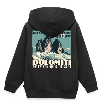 Dolomites de Tre Cime Lavaredo Dolomites des Trois Pics - Sweat Premium à capuche enfant bio - noir - Dos - AI Model Kid Male (0cm)