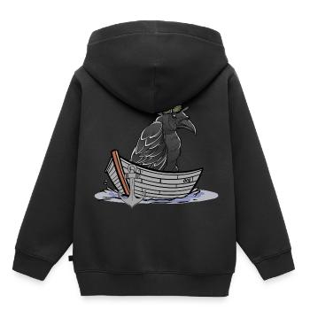 Crow Raven Ferryman Ravens Crows Bateau Bateaux - Sweat Premium à capuche enfant bio - noir - Dos - AI Model Kid Male (0cm)