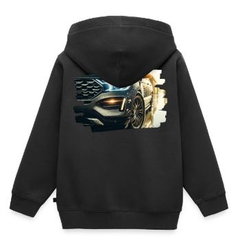 Modernes Luxusauto in der Regenreflexion - Kinder Premium Organic Hoodie - Schwarz - Hinten - AI Model Kid Male (0cm)