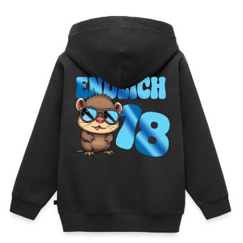 Erwachsen Teenie 18. Geburtstag volljährig - Otter - Kinder Premium Organic Hoodie - Schwarz - Hinten - AI Model Kid Male (0cm)