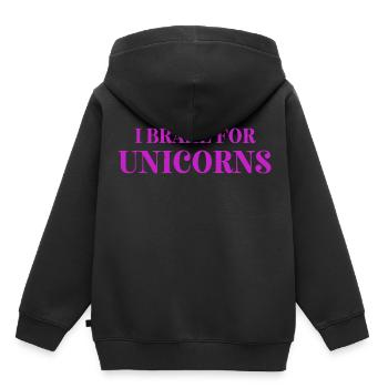 I Frein pour licornes - Sweat Premium à capuche enfant bio - noir - Dos - AI Model Kid Male (0cm)