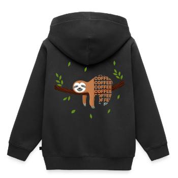 Coffee Sloth/ For Sloths - Kids Premium Organic Hoodie - black - Back - AI Model Kid Male (0cm)