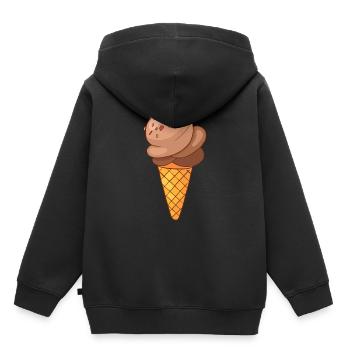 Crème glacée, crème glacée, crème glacée, crème glacée, boule, crème glacée, sundae - Sweat Premium à capuche enfant bio - noir - Dos - AI Model Kid Male (0cm)