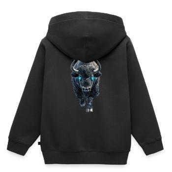 Bison - Kinder Premium Organic Hoodie - Schwarz - Hinten - AI Model Kid Male (0cm)