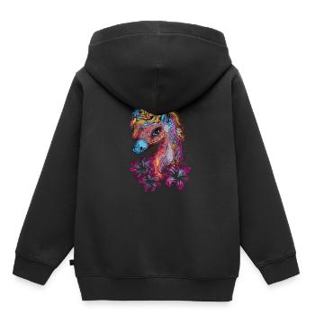 Fleurs de licorne Fleurs Été Printemps Lys Magique - Sweat Premium à capuche enfant bio - noir - Dos - AI Model Kid Male (0cm)