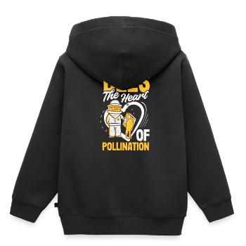 Beekeeper Heartbeat Honeycomb Love Pollination - Kids Premium Organic Hoodie - black - Back - AI Model Kid Male (0cm)