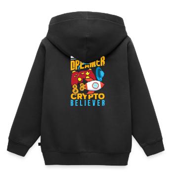 Crypto-monnaie Récompenses Gaming Blockchain Gamer - Sweat Premium à capuche enfant bio - noir - Dos - AI Model Kid Male (0cm)