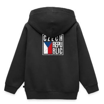 République tchèque - Sweat Premium à capuche enfant bio - noir - Dos - AI Model Kid Male (0cm)
