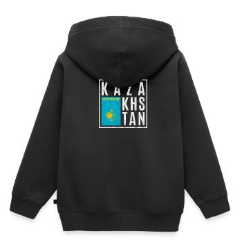 Kazakhstan - Sweat Premium à capuche enfant bio - noir - Dos - AI Model Kid Male (0cm)