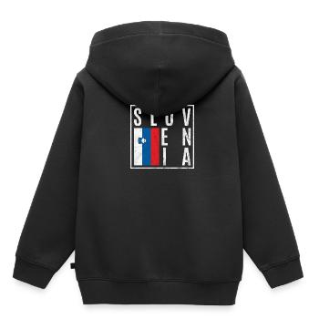 Slowenien - Kinder Premium Organic Hoodie - Schwarz - Hinten - AI Model Kid Male (0cm)