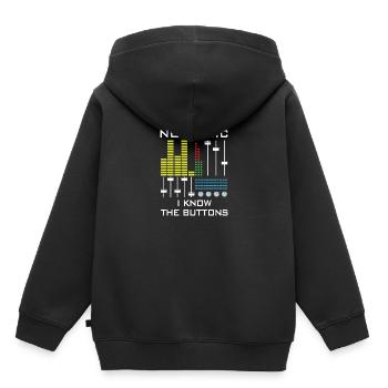 Deejay DJ Knob Mixer Mixer Mixer Boutons Platine Vinyle - Sweat Premium à capuche enfant bio - noir - Dos - AI Model Kid Male (0cm)