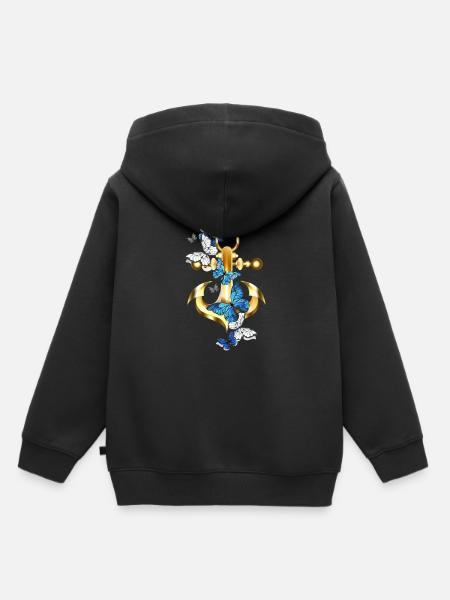 Anker mit Schmetterling-Maritim - Kinder Premium Organic Hoodie - Schwarz