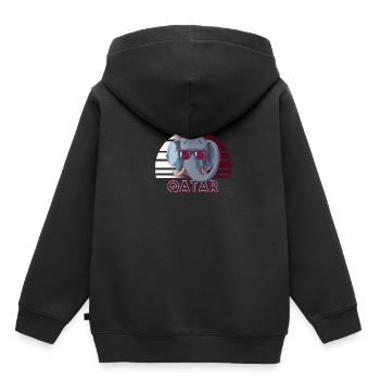 Qatar - Sweat Premium à capuche enfant bio - noir - Dos - AI Model Kid Male (0cm)