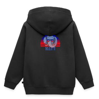 Haiti - Kinder Premium Organic Hoodie - Schwarz - Hinten - AI Model Kid Male (0cm)