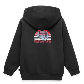 Singapour - Sweat Premium à capuche enfant bio - noir - Dos - AI Model Kid Male (0cm)