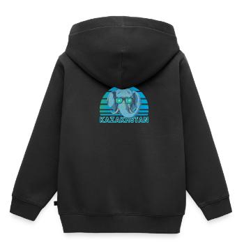 Kazakhstan - Sweat Premium à capuche enfant bio - noir - Dos - AI Model Kid Male (0cm)