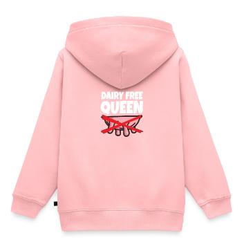 Lait d’avoine Queen sans produits laitiers intolérance au lactose - Sweat Premium à capuche enfant bio - rose - Dos - AI Model Kid Female (0cm)