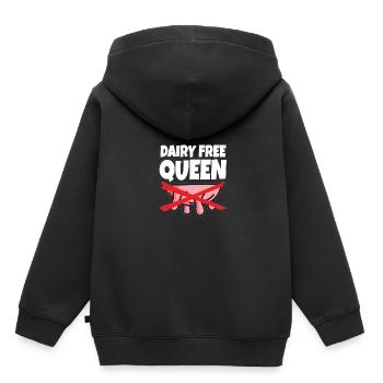 Lait d’avoine Queen sans produits laitiers intolérance au lactose - Sweat Premium à capuche enfant bio - noir - Dos - AI Model Kid Male (0cm)