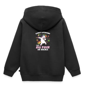 Ne désespérez pas, l’Au Pair est là - Sweat Premium à capuche enfant bio - noir - Dos - AI Model Kid Male (0cm)