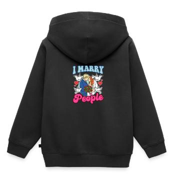 J’épouse des gens ordonnés prêtres - Sweat Premium à capuche enfant bio - noir - Dos - AI Model Kid Male (0cm)