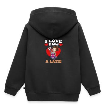 Je t’aime un Latte Coffee Cappuicino - Sweat Premium à capuche enfant bio - noir - Dos - AI Model Kid Male (0cm)