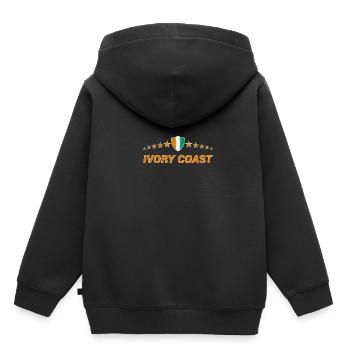 Côte d’Ivoire - Sweat Premium à capuche enfant bio - noir - Dos - AI Model Kid Male (0cm)