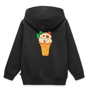 Crème glacée, crème glacée, crème glacée, crème glacée, boule, crème glacée, sundae - Sweat Premium à capuche enfant bio - noir - Dos - AI Model Kid Male (0cm)