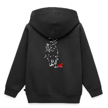 CAT CHEVEUX LONGS - Sweat Premium à capuche enfant bio - noir - Dos - AI Model Kid Male (0cm)