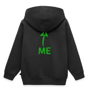 Ich mit Pfeil - Kinder Premium Organic Hoodie - Schwarz - Hinten - AI Model Kid Male (0cm)