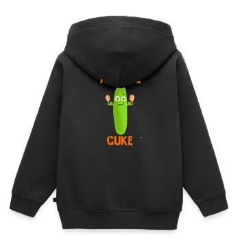Muskelmann Gurke muscle cuke vegan und lustig - Kinder Premium Organic Hoodie - Schwarz - Hinten - AI Model Kid Male (0cm)
