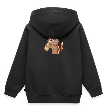 Streifenhörnchen mit Nuss - Kinder Premium Organic Hoodie - Schwarz - Hinten - AI Model Kid Male (0cm)