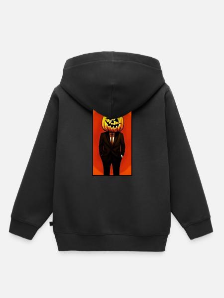 Kürbisgesicht im Anzug - Halloween - Kinder Premium Organic Hoodie - Schwarz