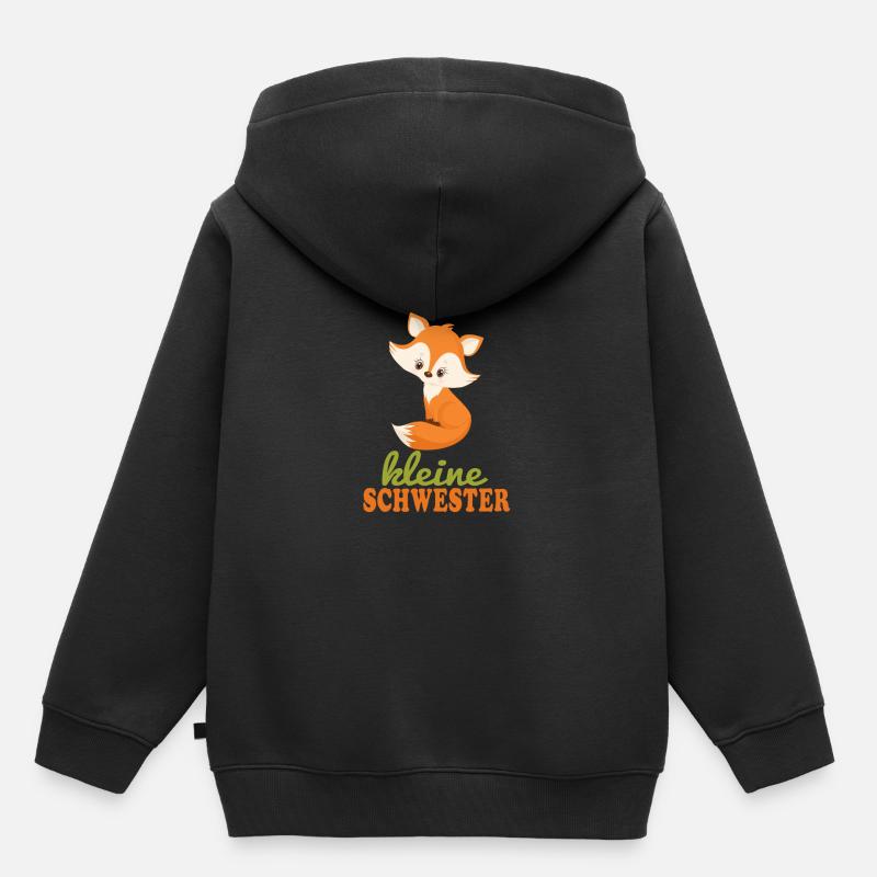 grande soeur Fuchs - Sweat Premium à capuche enfant bio - noir