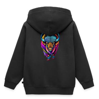 Bison - Kinder Premium Organic Hoodie - Schwarz - Hinten - AI Model Kid Male (0cm)