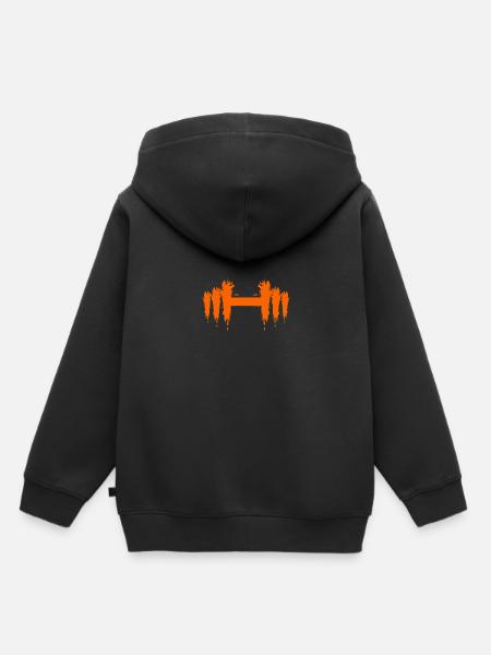 Haltère Design Short Couleur Nouveau Haltère Sport - Sweat Premium à capuche enfant bio - noir