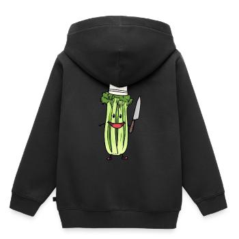 SELLERIE GEMÜSE KOCH HOBBYKOCH KOCHKUNST - Kinder Premium Organic Hoodie - Schwarz - Hinten - AI Model Kid Male (0cm)