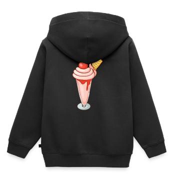 Crème glacée, crème glacée, crème glacée, crème glacée, boule, crème glacée, sundae - Sweat Premium à capuche enfant bio - noir - Dos - AI Model Kid Male (0cm)