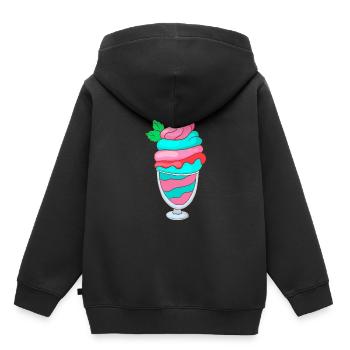 Crème glacée, crème glacée, crème glacée, crème glacée, boule, crème glacée, sundae - Sweat Premium à capuche enfant bio - noir - Dos - AI Model Kid Male (0cm)