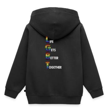 Gay Pride - Sweat Premium à capuche enfant bio - noir - Dos - AI Model Kid Male (0cm)