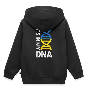 Ukraine - Kinder Premium Organic Hoodie - Schwarz - Hinten - AI Model Kid Male (0cm)