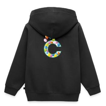 Ballons de lettre C - Sweat Premium à capuche enfant bio - noir - Dos - AI Model Kid Male (0cm)