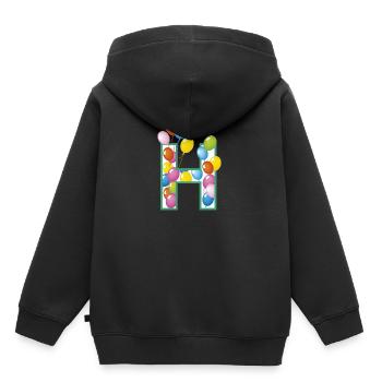 ballons lettre H - Sweat Premium à capuche enfant bio - noir - Dos - AI Model Kid Male (0cm)