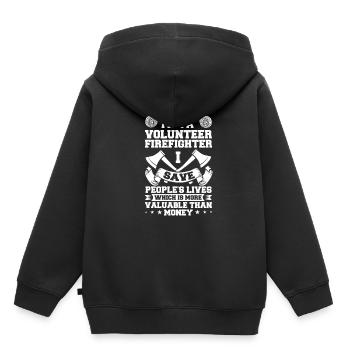 Pompiers volontaires - Sweat Premium à capuche enfant bio - noir - Dos - AI Model Kid Male (0cm)