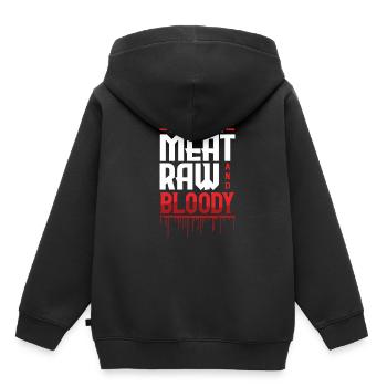 Tu es comme j’aime ma viande sanglante - Sweat Premium à capuche enfant bio - noir - Dos - AI Model Kid Male (0cm)